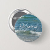Sudsy Blue Atlantic Ocean Shore Individuelle Name Button (Vorne & Hinten)