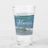 Sudsy Blue Atlantic Ocean Shore Individuelle Name  Glas (Rückseite)