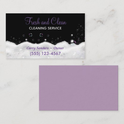 Sudsy Bubbles Design House Reinigungsservice Visitenkarte (Vorne/Hinten)