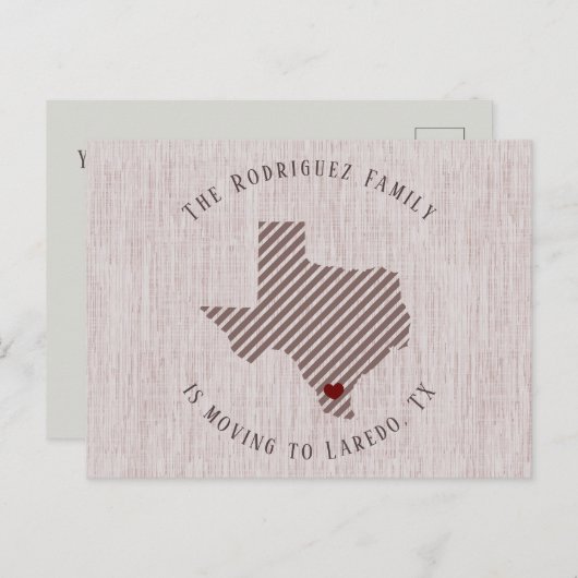 Südtexas Rose Linen und Herz Texas Moving Ankündigungspostkarte (Vorne/Hinten)