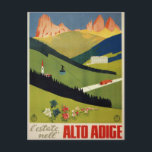Südtirol Italien Vintage Travel Postkarte<br><div class="desc">Ein wunderschönes Reiseplakat mit Blick auf die Landschaft von Südtirol in Italien,  einem berühmten Weinbauzentrum.</div>
