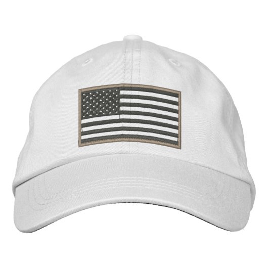 Sudued U.S. Flag Stickerhut (Beige) Bestickte Kappe (Vorderseite)