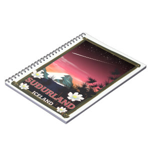 Suðurland Island Reiseplakat Notizblock