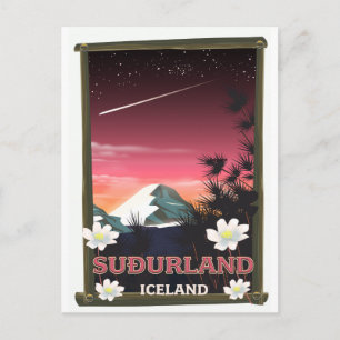 Suðurland Island Reiseplakat Postkarte