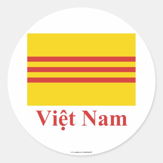 Südvietnam-Flagge mit Name in Vietnam Runder Aufkleber (Vorderseite)