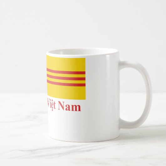 Südvietnam-Flagge mit Namen auf Vietnamesen Kaffeetasse (Rechts)