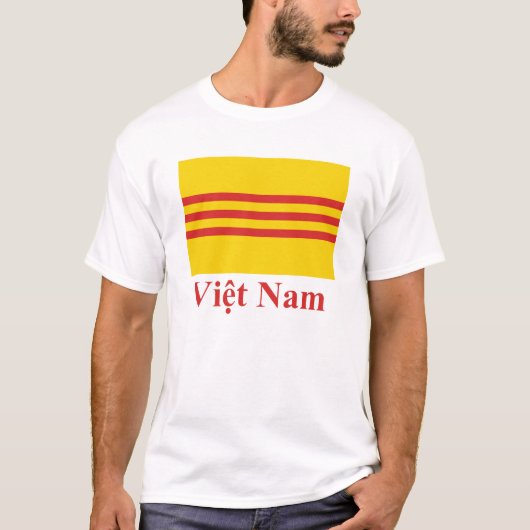 Südvietnam-Flagge mit Namen auf Vietnamesen T-Shirt (Vorderseite)