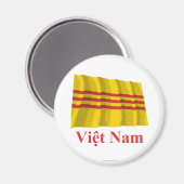 Südvietnam Waving Flag mit Name in Vietnamesisch Magnet (Vorderseite/Rückseite)