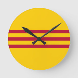 Südvietnamesische Flagge - Vietnam Cỏ vàng ba sc đ Runde Wanduhr