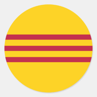 Südvietnamesische Flagge - Vietnam Cỏ vàng ba sc đ Runder Aufkleber