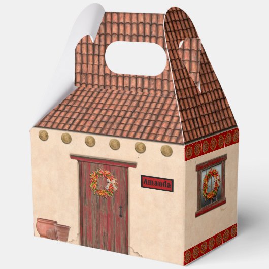 Südwest-Adobe- und Terrakotta-Dachziegel-Haus-Desi Geschenkschachtel (Vorderseite)