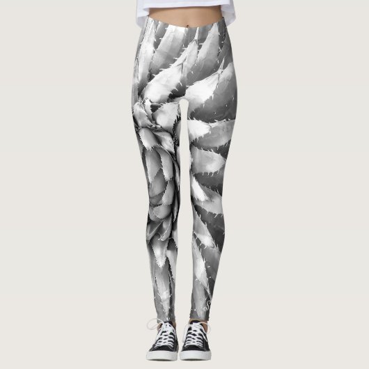 Südwest Agave Abstrakt Black and White, Name Leggings (Vorderseite)