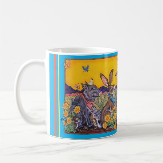 Südwest Animal Colorful Whimsical Coyote Wüste Kaffeetasse (Links)