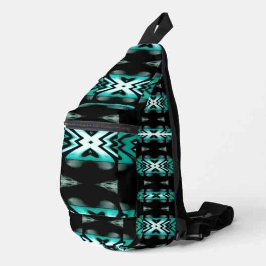 Südwest Aqua & Black Design Sling Bag (Rechte Ecke)