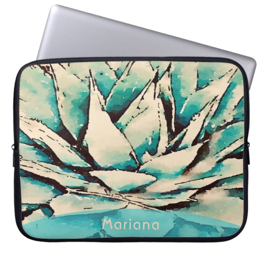 Südwest Aquamarin Agave Succully Laptop Sleeve (Vorderseite)
