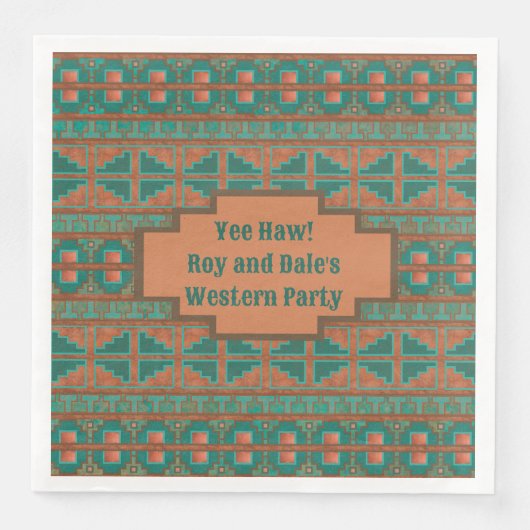 Südwest Aquamarin Kupfer Geometrie Personalisiert Serviette (Vorderseite)