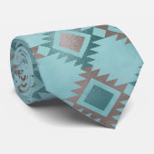 Südwest Aztec Aquamarines Design Muster Krawatte (Gerollt)