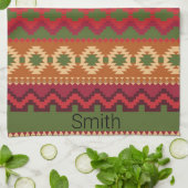 Südwest Aztec Style Rosa Grün und Braun Geschirrtuch (Gefaltet)