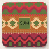 Südwest Aztec Style Rosa Grün und Braun Getränkeuntersetzer (Vorderseite)