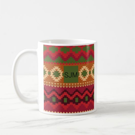Südwest Aztec Style Rosa Grün und Braun Kaffeetasse (Links)