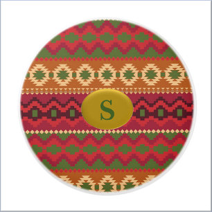 Südwest Aztec Style Rosa Grün und Braun Keramikknauf