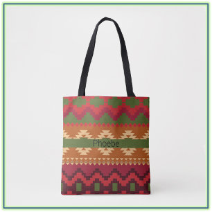 Südwest Aztec Style Rosa Grün und Braun Tasche