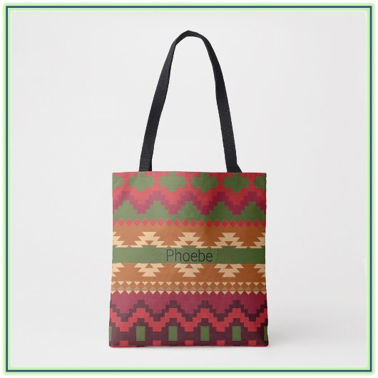 Südwest Aztec Style Rosa Grün und Braun Tasche