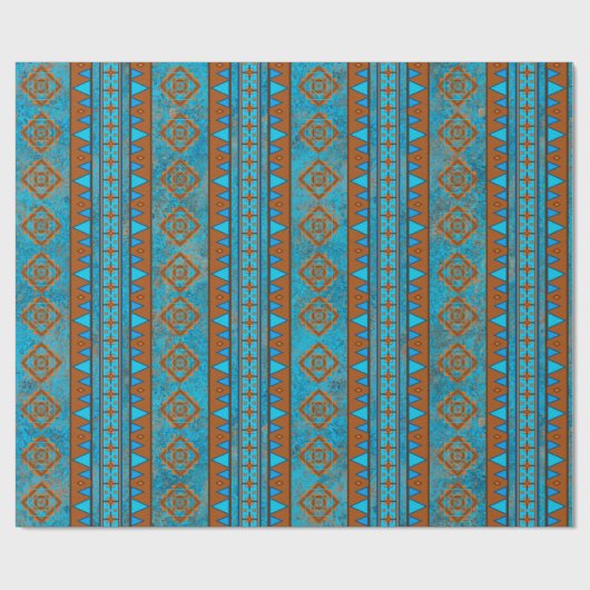 Südwest-Berggipfel Türkisblau geometrisch Geschenkpapier (Flach)