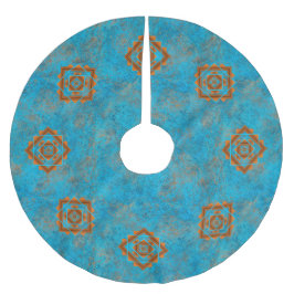 Südwest-Berggipfel Türkisblau geometrisch Polyester Weihnachtsbaumdecke