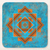 Südwest-Berggipfel Türkisblau geometrisch Rechteckiger Pappuntersetzer (Vorderseite)