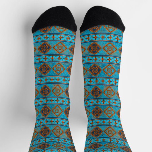 Südwest-Berggipfel Türkisblau geometrisch Socken (Oben)