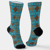 Südwest-Berggipfel Türkisblau geometrisch Socken (Gewinkelt)