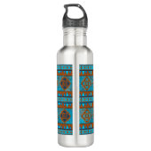 Südwest Berggipfel Türkisfarbenes Muster Edelstahlflasche (Rückseite)