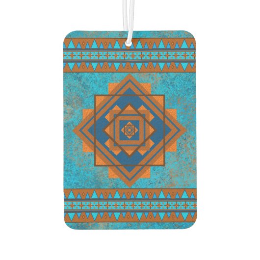 Südwest-Bergspitze Türkisblau geometrische Gestalt Autolufterfrischer (Rückseite)