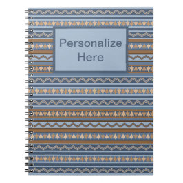 Südwest Blauer brauner Geometrie Personalisiert Notizblock