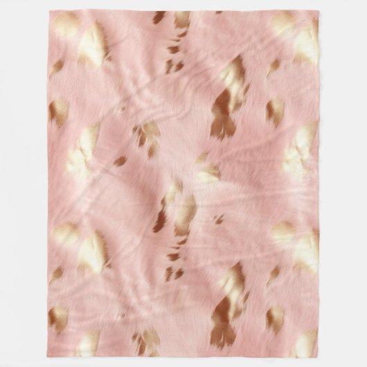 Südwest Blush Pink Gold Cowgirl Cowhide Fleecedecke (Vorderseite)