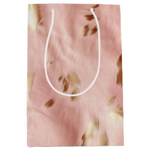 Südwest Blush Pink Gold Cowgirl Cowhide Mittlere Geschenktüte