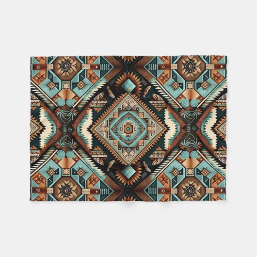 Südwest-Boho-Muster Fleecedecke (Vorderseite (Horizontal))