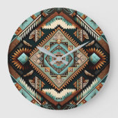 Südwest-Boho-Muster Große Wanduhr (Vorderseite)