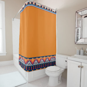 Südwest Boho Orange Blue Native Style Pattern Duschvorhang
