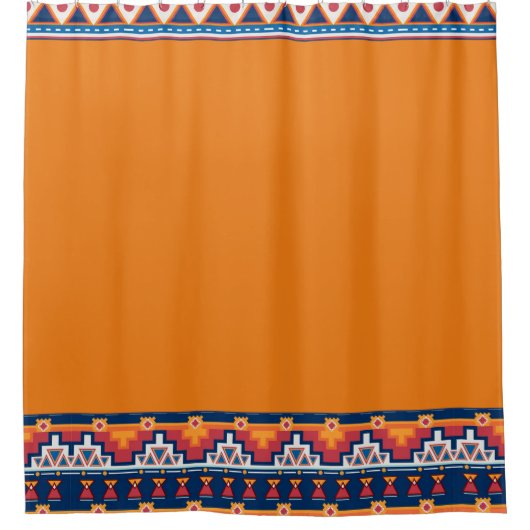 Südwest Boho Orange Blue Native Style Pattern Duschvorhang (Vorderseite)