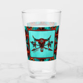 Südwest-Buffalo-Schädel und -Pfeile Glas (Vorderseite)