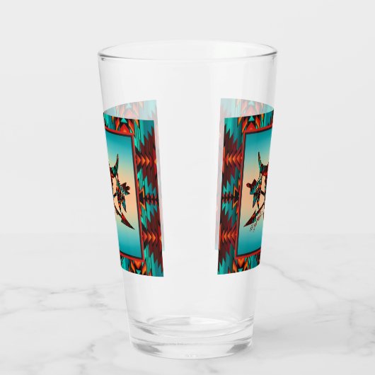 Südwest-Buffalo-Schädel und -Pfeile Glas (Links)