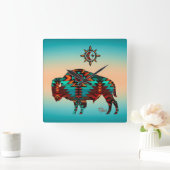 Südwest Buffalo Square Wall Clock Quadratische Wanduhr (Zuhause)