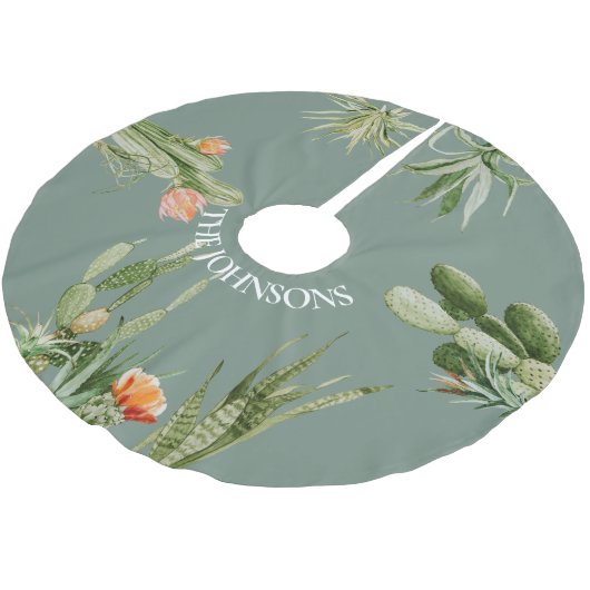 Südwest Cactus Cacti Sukkulente Pflanze Wüste Polyester Weihnachtsbaumdecke (Schrägansicht)