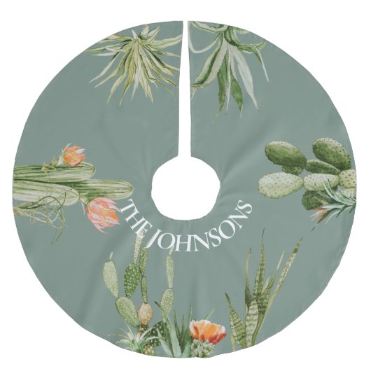 Südwest Cactus Cacti Sukkulente Pflanze Wüste Polyester Weihnachtsbaumdecke (Vorderseite)