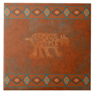 Südwest-Canyons Bobcat-Petroglyphe umrandet Fliese