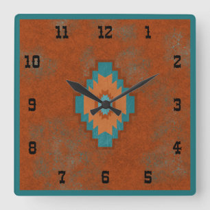 Südwest-Canyons Geometrischer westlicher Stil Quadratische Wanduhr