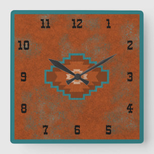 Südwest-Canyons Geometrischer westlicher Stil Quadratische Wanduhr