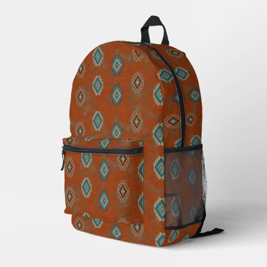 Südwest Canyons Kupfer Farbe Diamond Geometrisch Bedruckter Rucksack (Rückseitige Ecke Rechts)